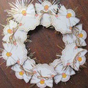 Punched Tin Vintage Angel Wreath by Bright Touches 1980s